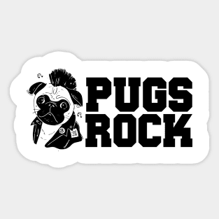 Cute & Funny Pugs Rock Pug Owners Rocker Sticker